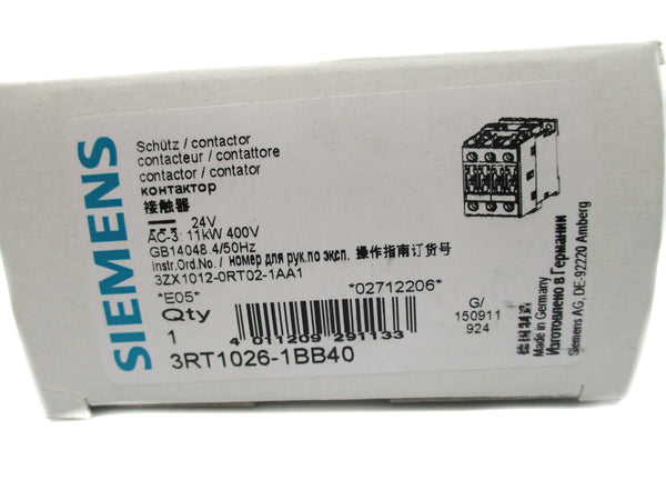 SIEMENS 3RT1026-1BB40 24VDC 40A NSMP