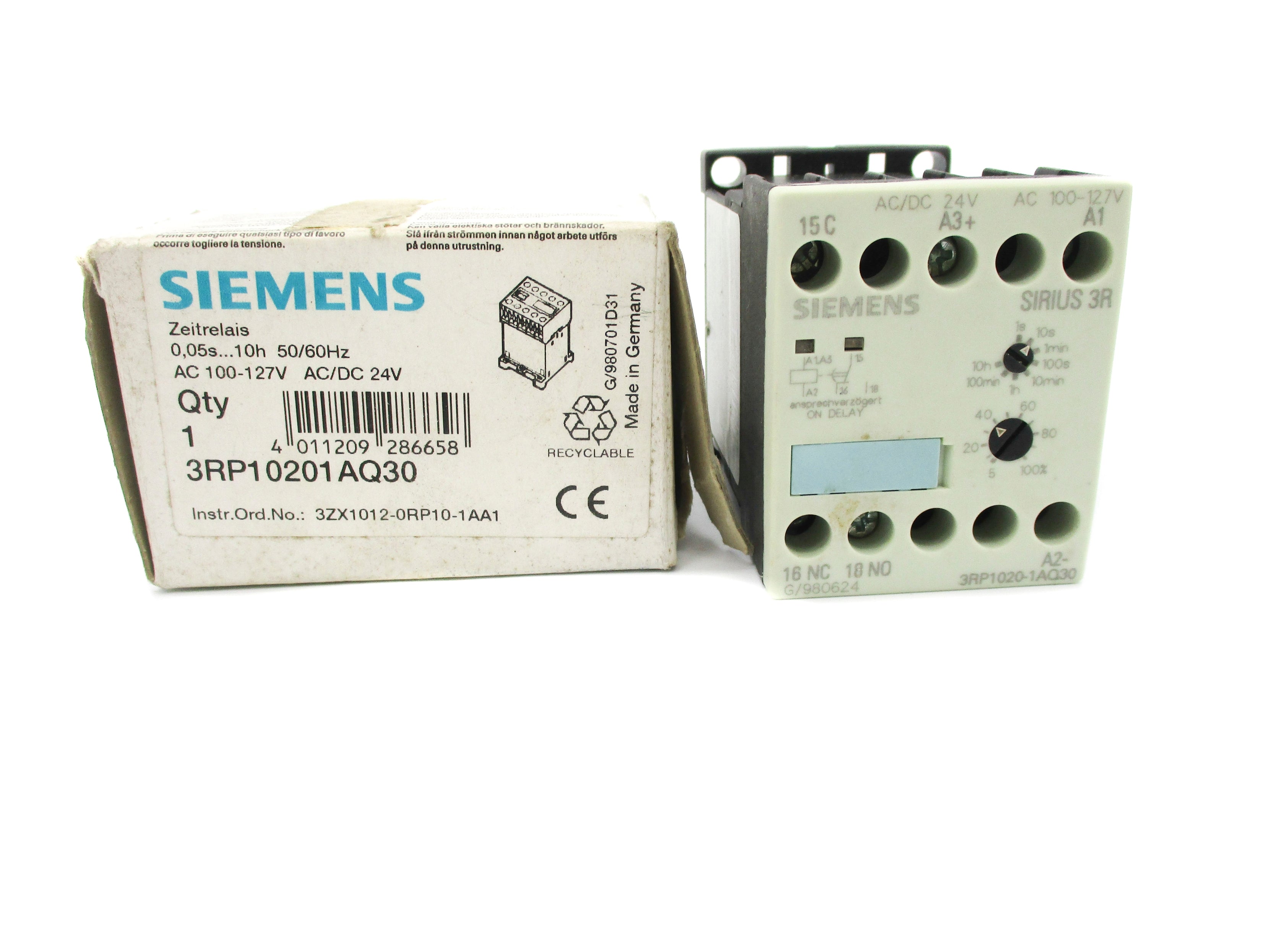 SIEMENS 3RP10201AQ30 100-127V/24V NSMP