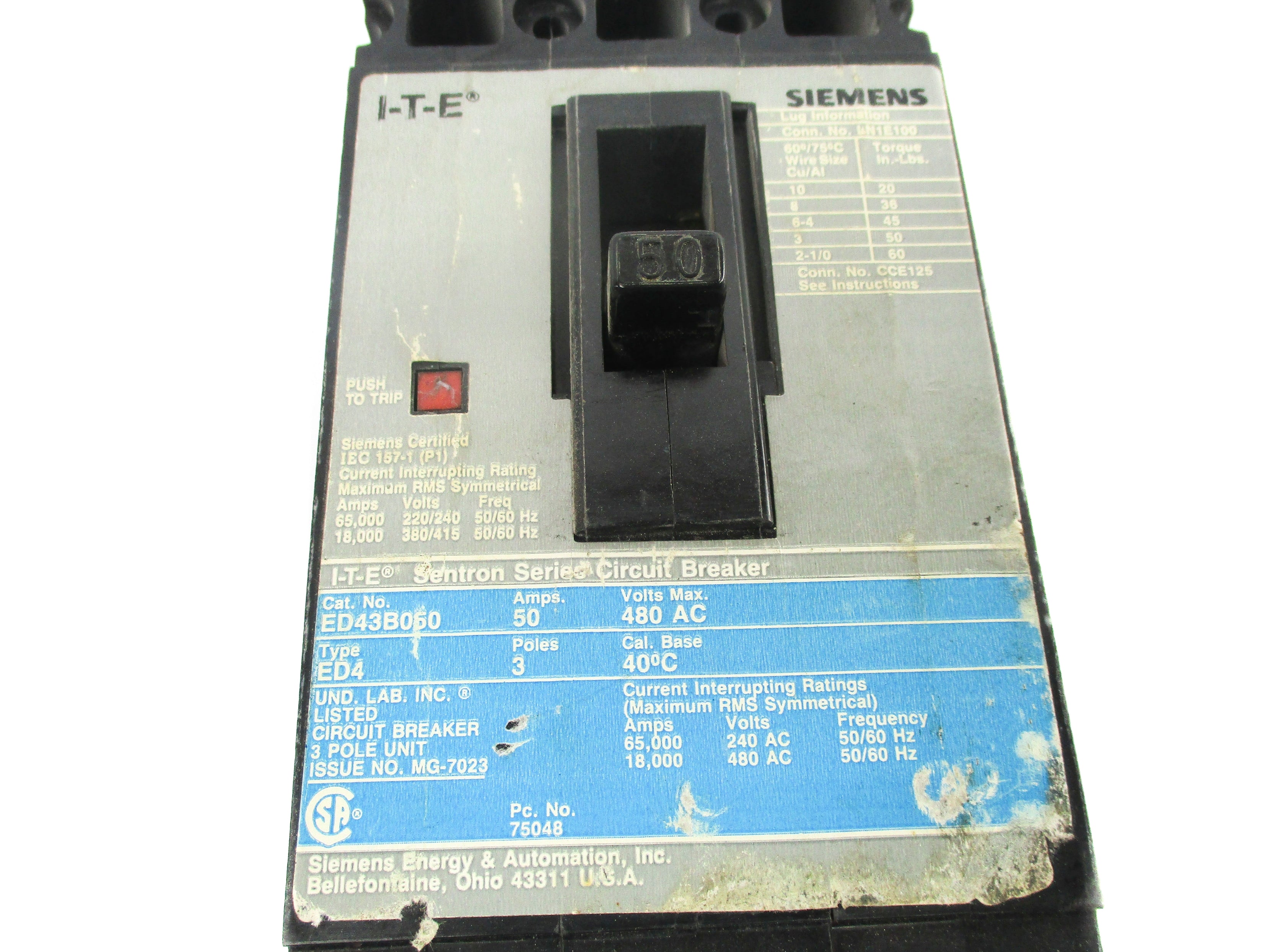 SIEMENS ED43B060 480V 50A NSNP