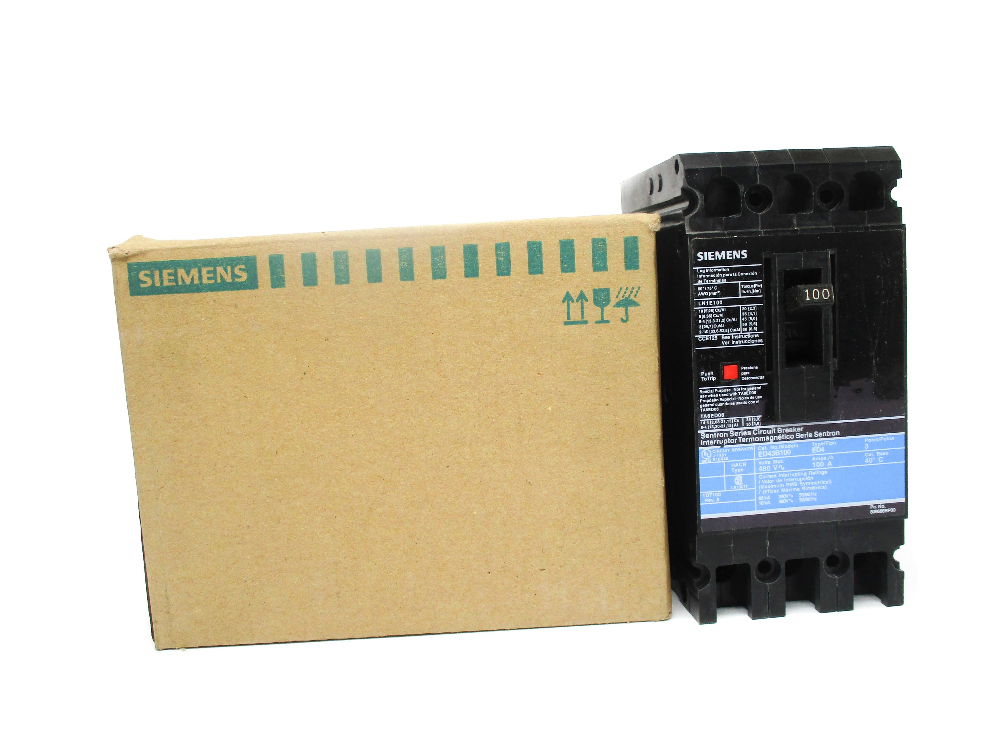SIEMENS ED43B100 480V 100A NSMP