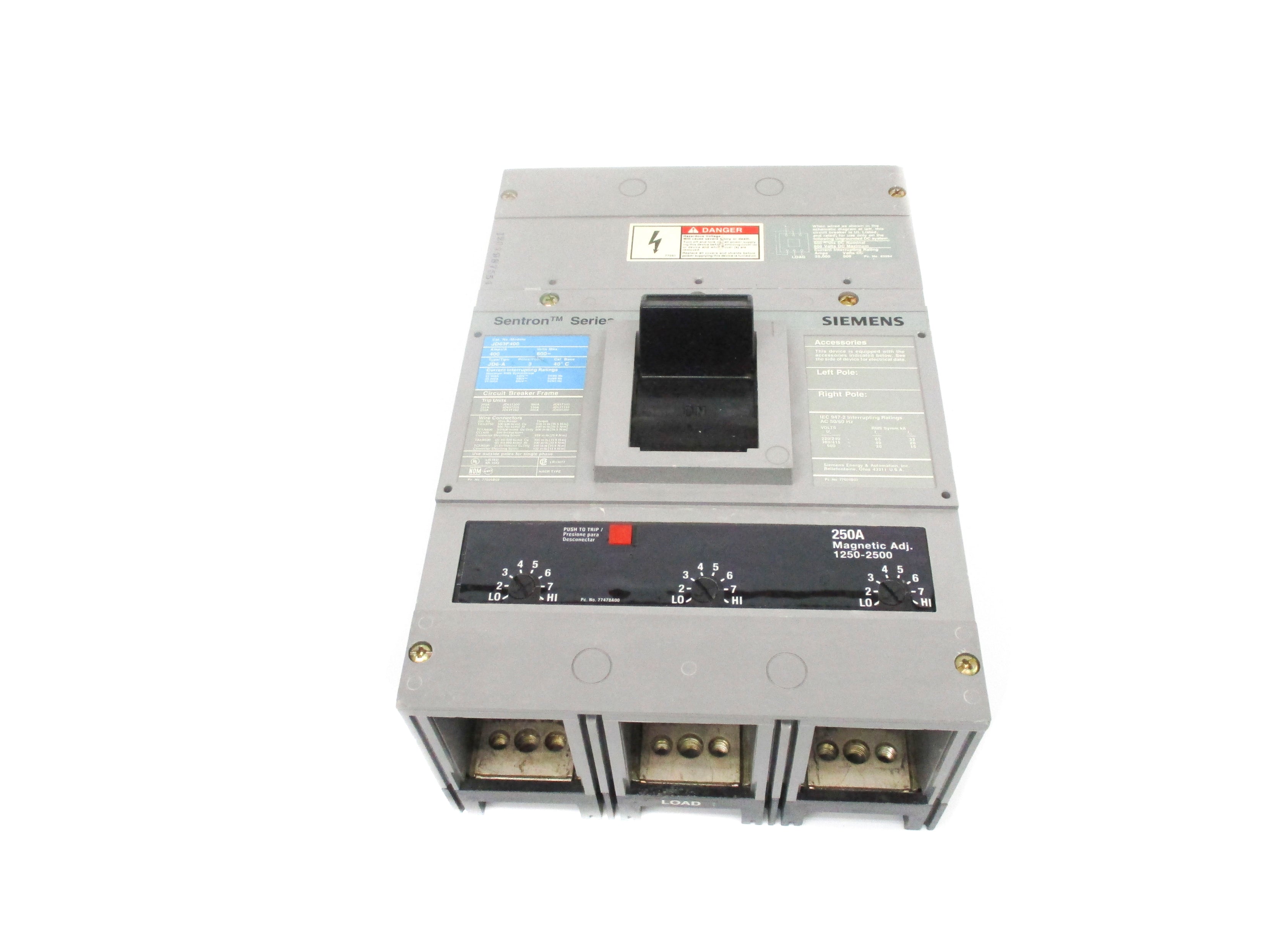 SIEMENS JD63F400 600V 400A UNMP