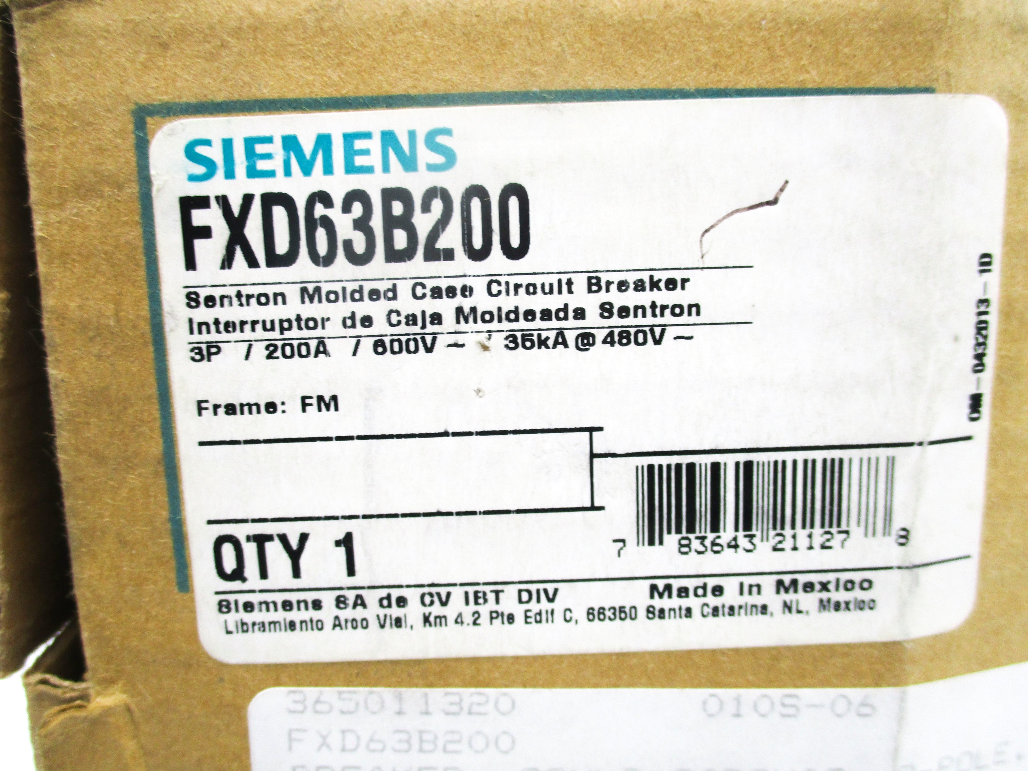 SIEMENS FXD63B200 600V 200A NSMP