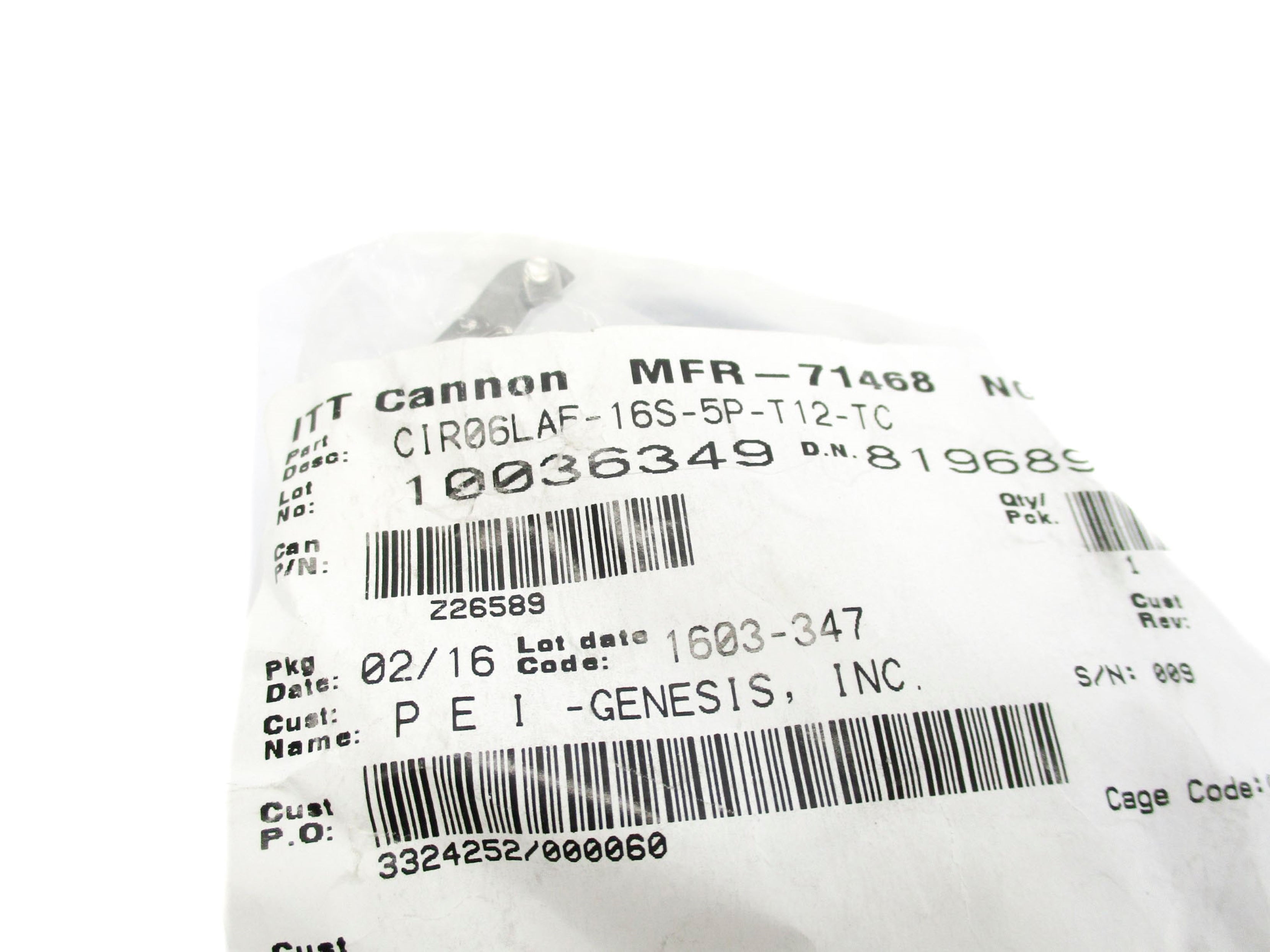 ITT CANNON CIR06LAF-16S-5P-T12-TC NSMP