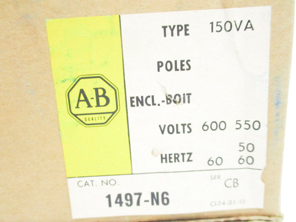 ALLEN BRADLEY 1497-N6 SER. CB 550/600V 150VA (BR/YL) NSMP