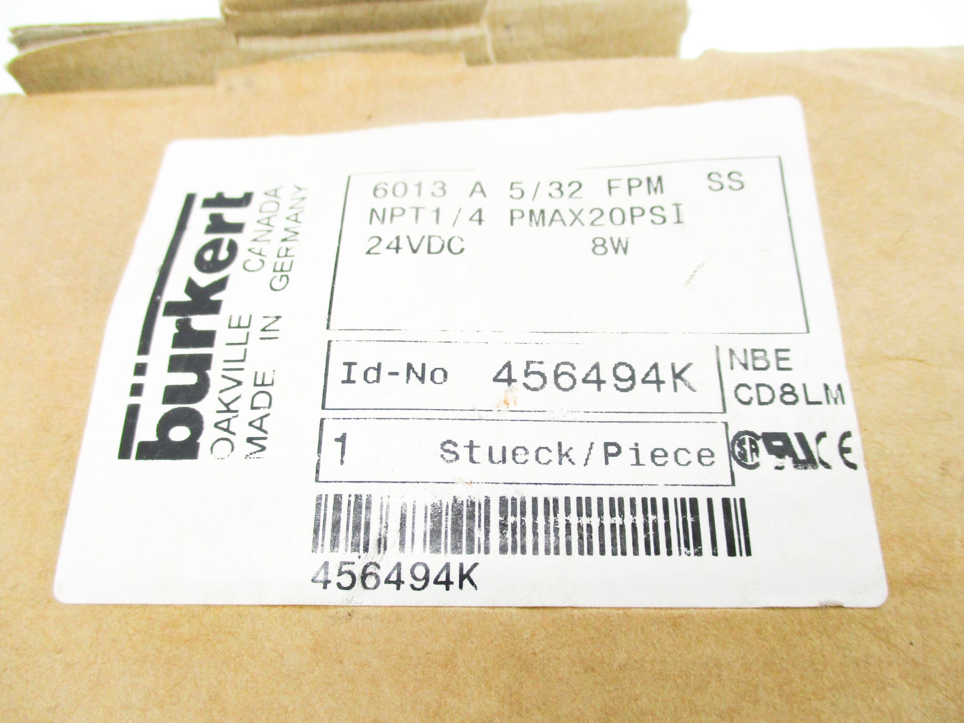 BURKERT 6013A5/32FPMSS 24V 20PSI NSMP