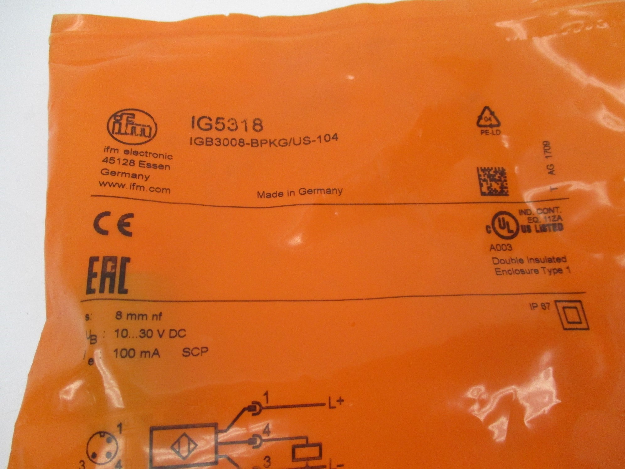 IFM ELECTRIC IGB3008-BPKG/US-104 IG5318 10-30VDC NSMP