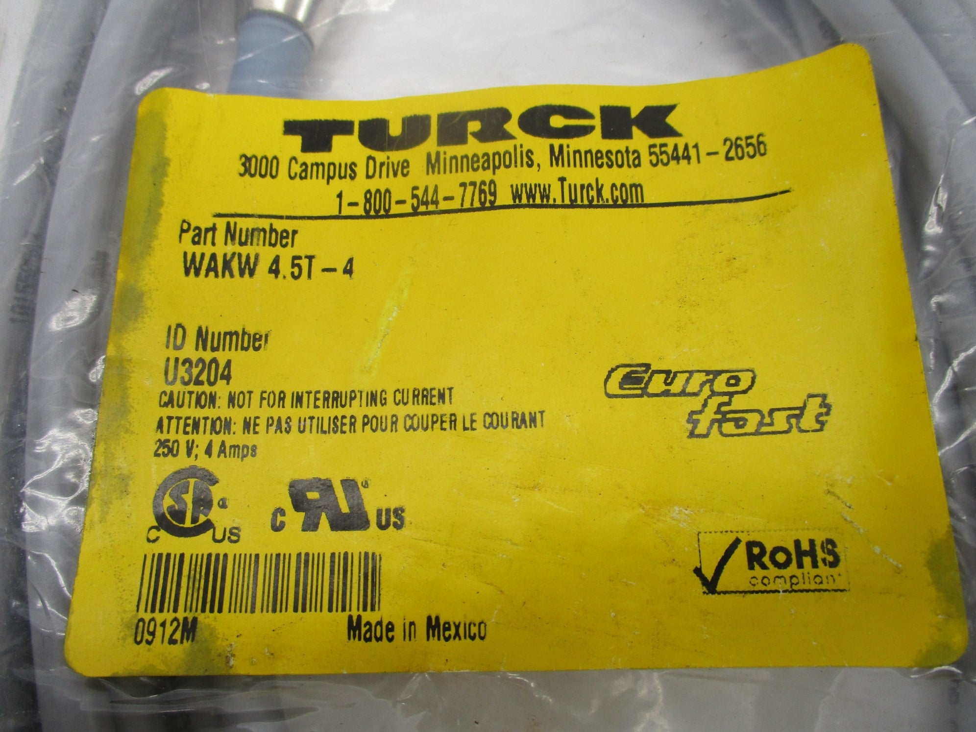 TURCK WAKW4.5T-4 U3204 250V 4A NSMP