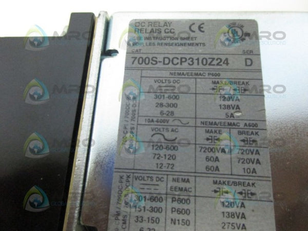 ALLEN BRADLEY 700S-DCP310Z24 SER.D DC RELAY UNMP