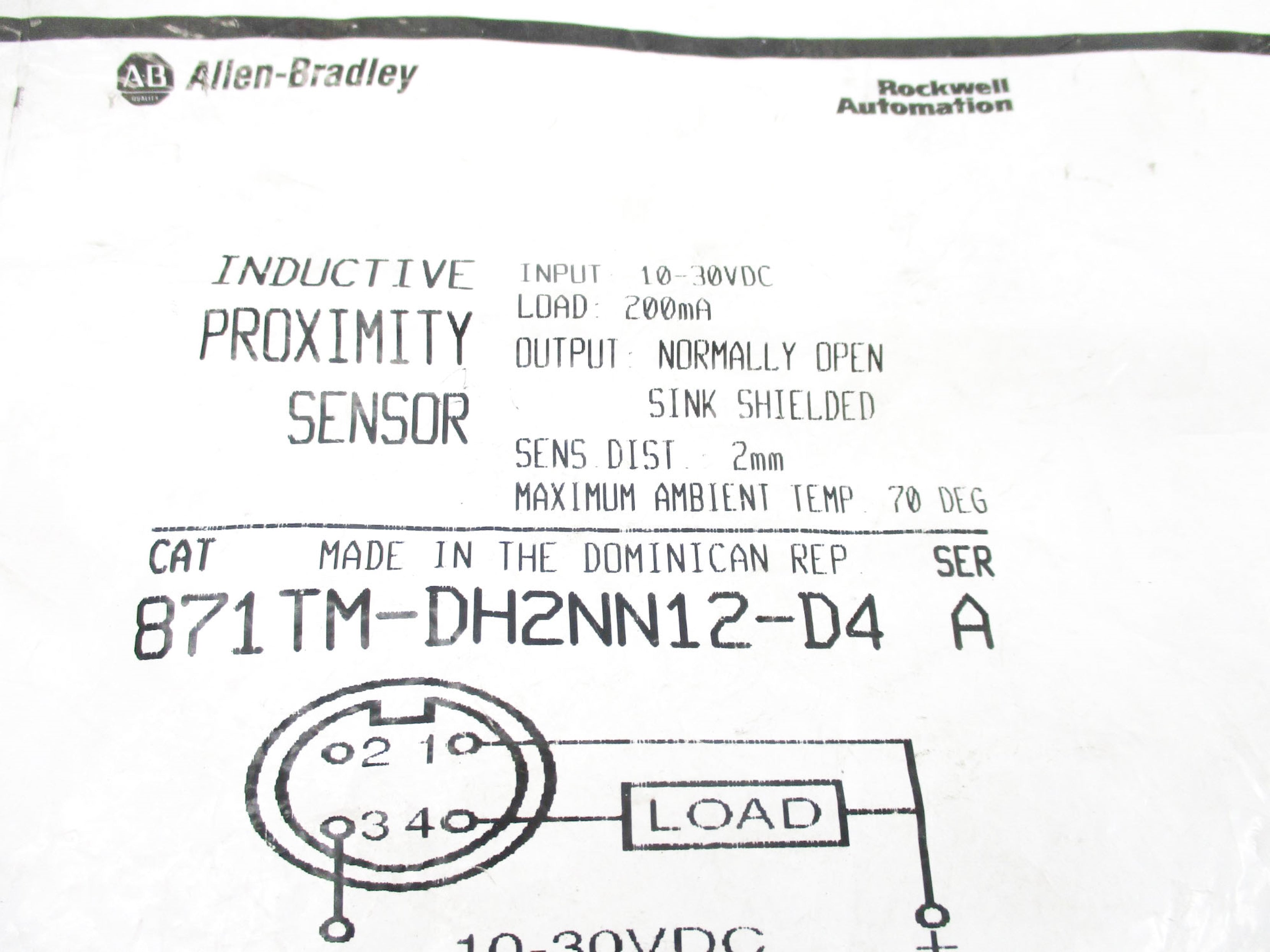 INDUSTRIAL SPARE PART 871TM-DH2NN12-D4 SER. A 10-30VDC NSMP