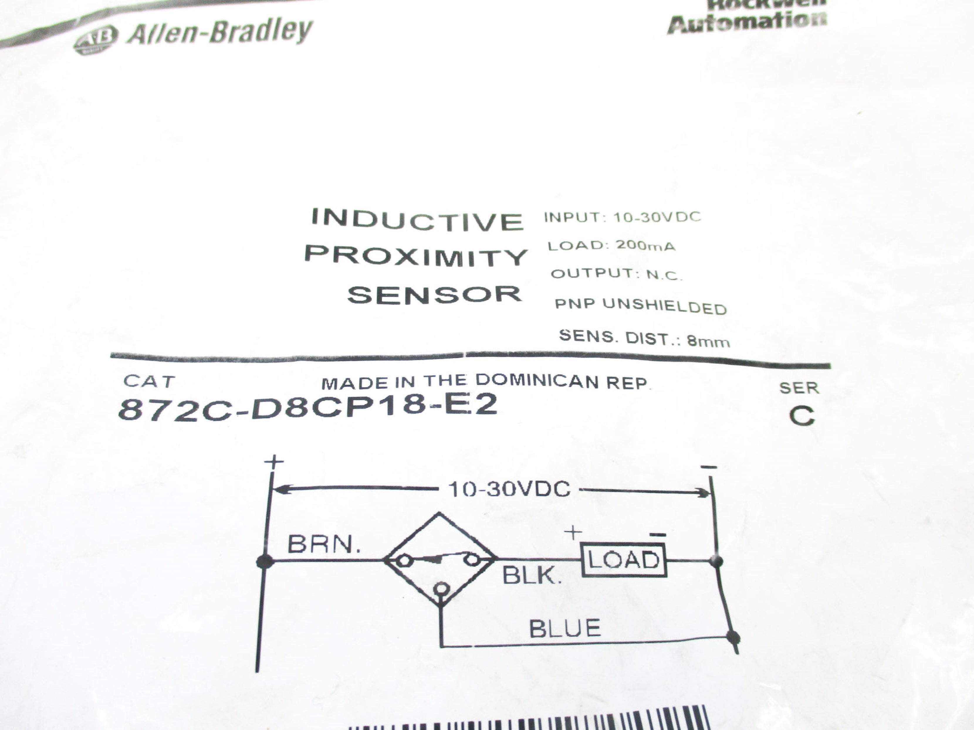 ALLEN BRADLEY 872C-D8CP18-E2 SER. C 10-30VDC NSMP