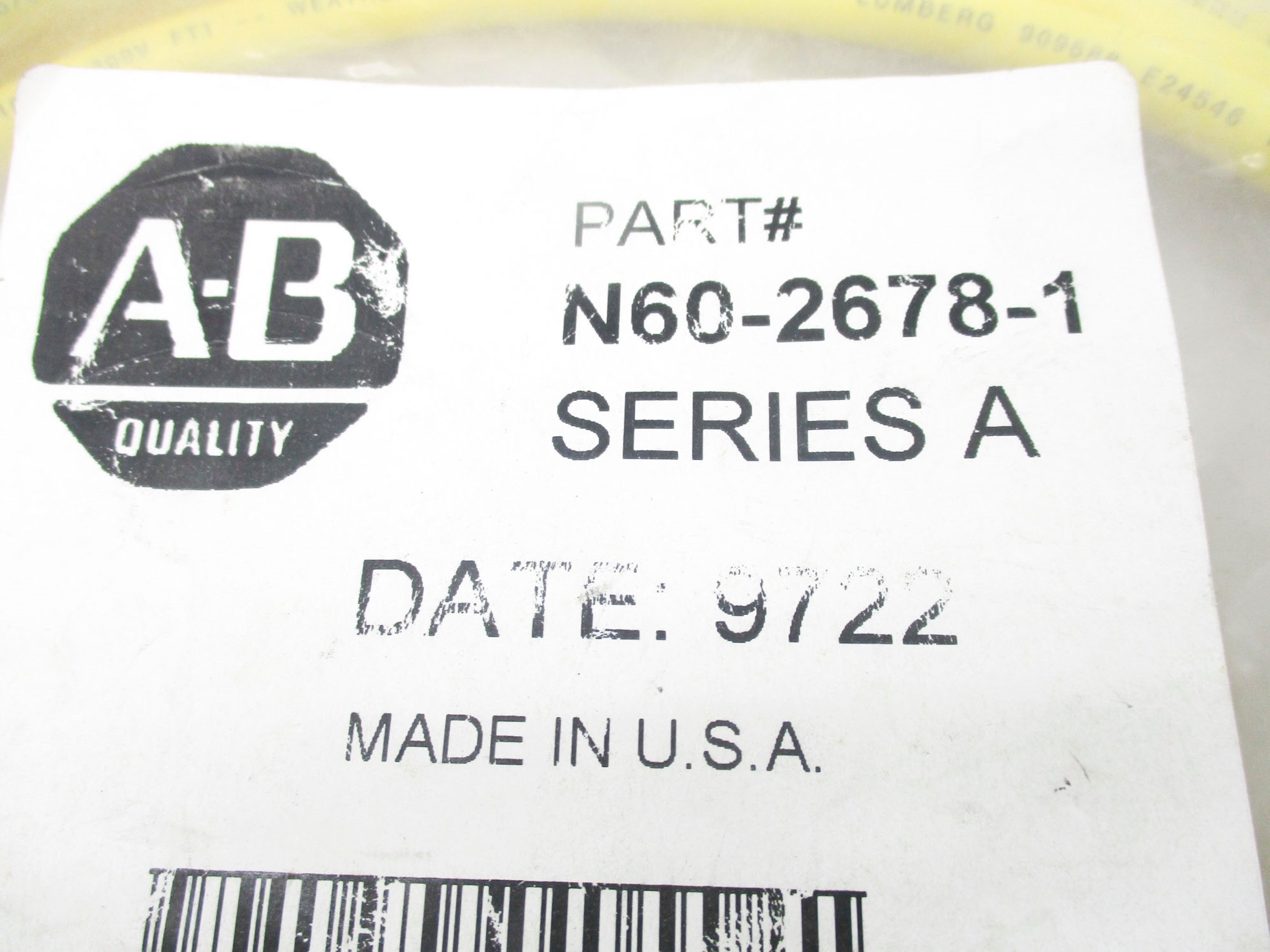 INDUSTRIAL SPARE PART N60-2678-1 SER. A NSMP
