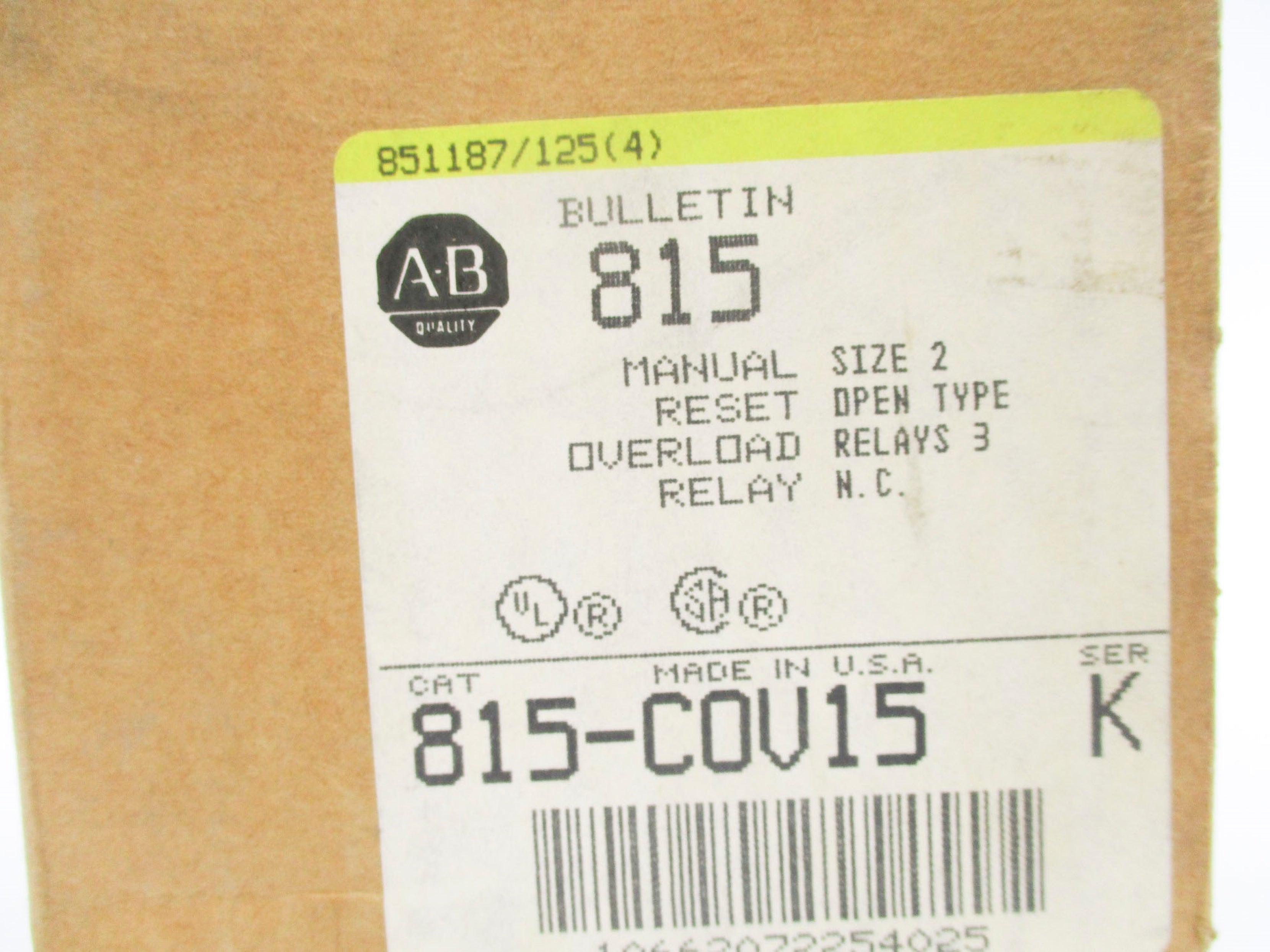INDUSTRIAL SPARE PART 815-COV15 SER. K 600V (BR/YL) NSMP