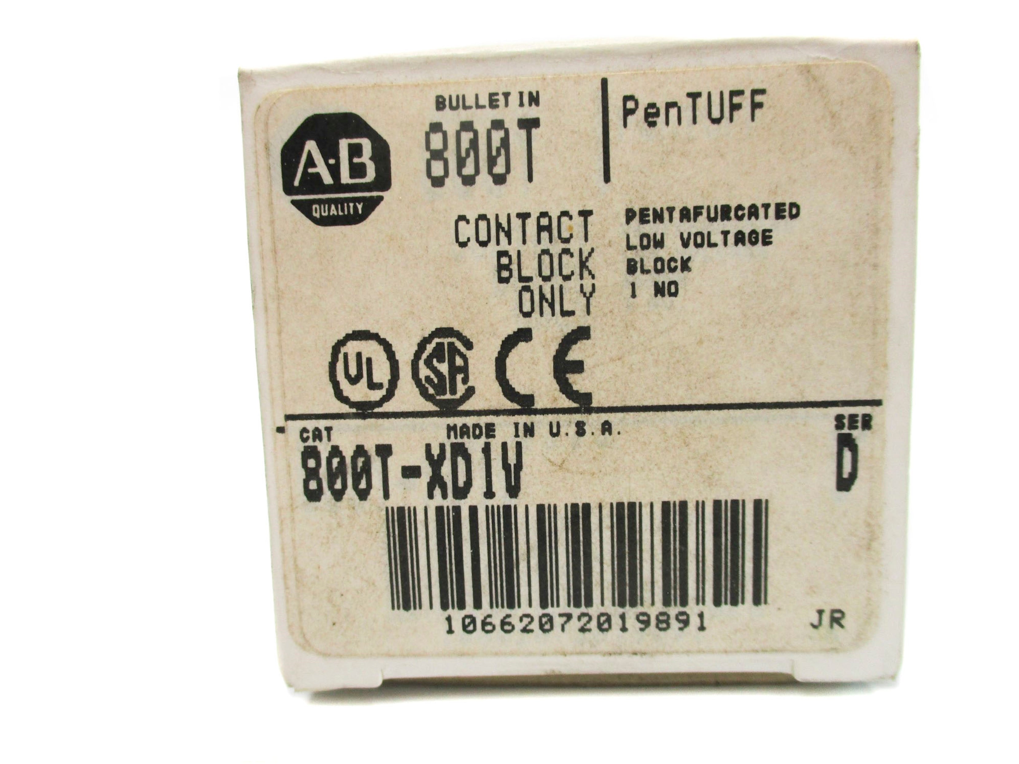 ALLEN BRADLEY 800T-XD1V SER. D 240VAC 0.4A (BK/YL) NSMP