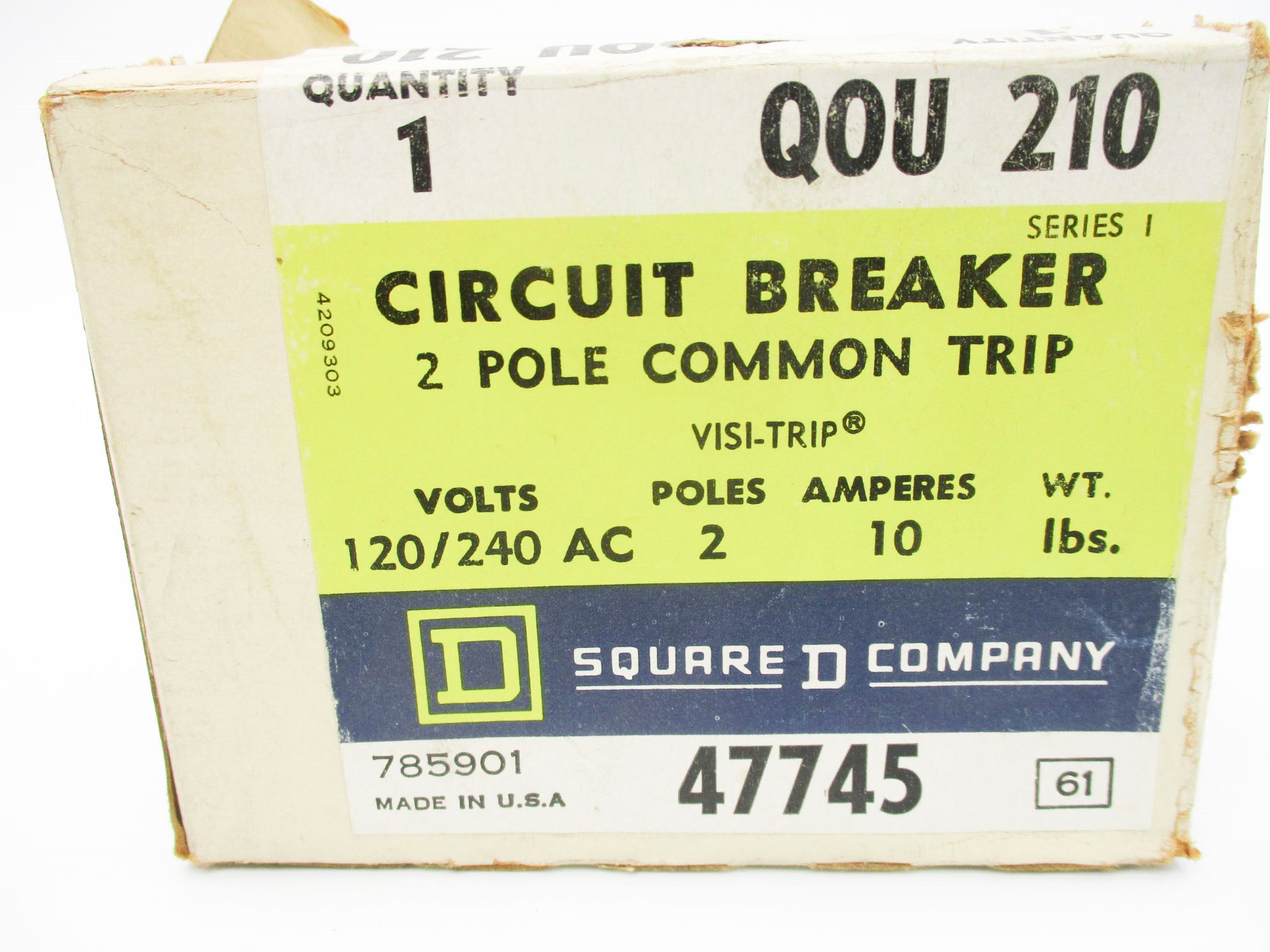 SQUARE D QOU210 SER. I 120/240VAC 10A NSMP