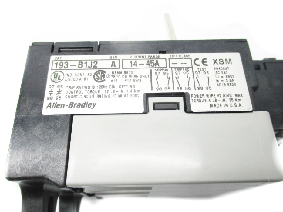 ALLEN BRADLEY 193-B1J2 SER. A 690V 14-45A (BR/WH) NSMP