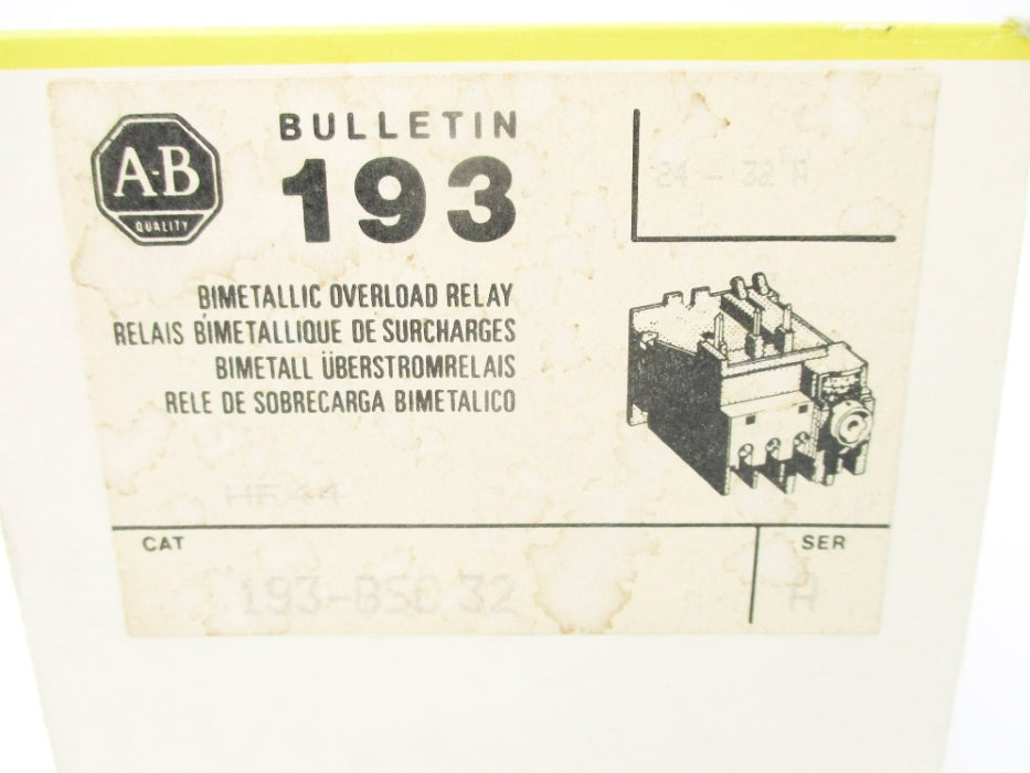 ALLEN BRADLEY 193-BSC32 SER. A 660V 24-32A (BK/YL) NSMP