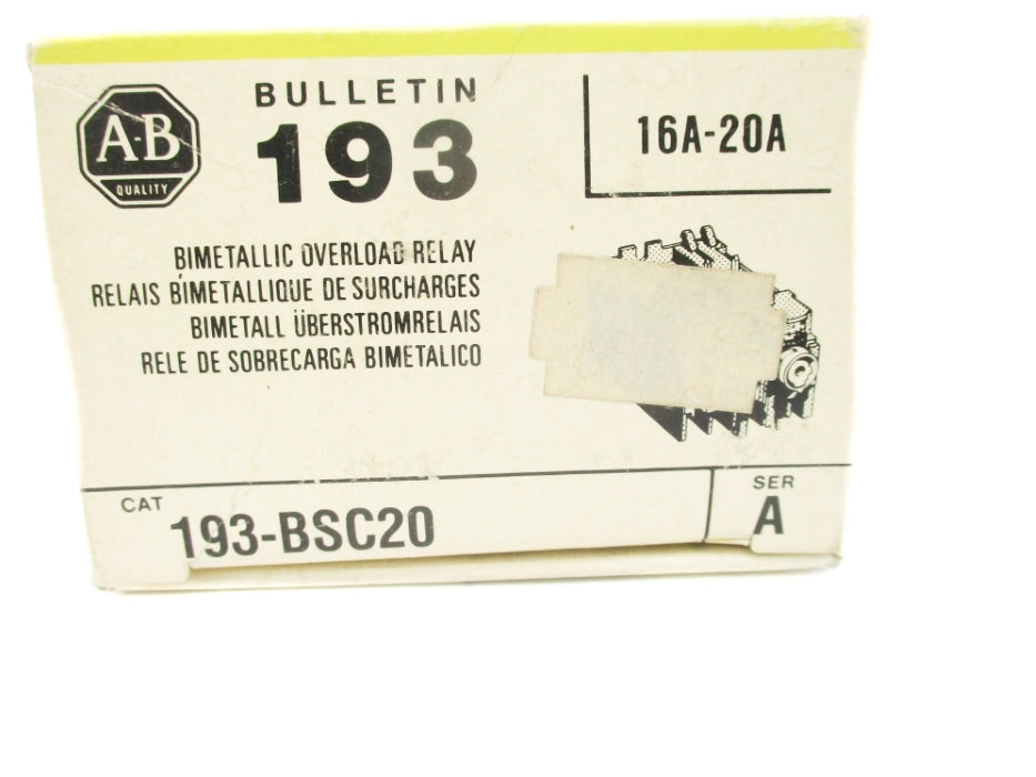 INDUSTRIAL SPARE PART 193-BSC20 SER. A 660V 16A-20A (BK/YL) NSMP