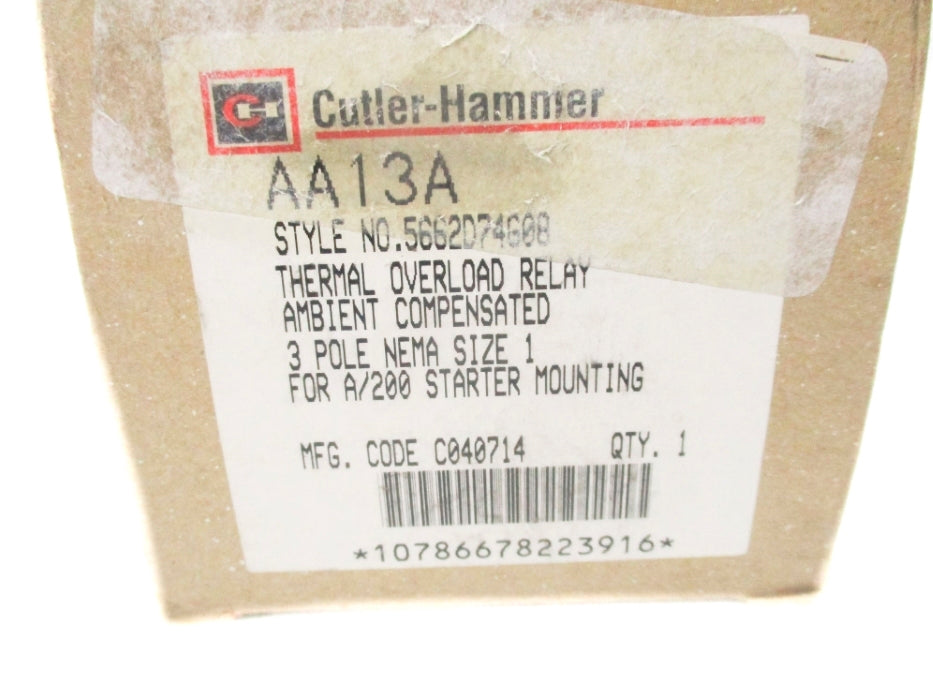 CUTLER HAMMER AA13A 5662D74G08 600VAC 2A NSMP