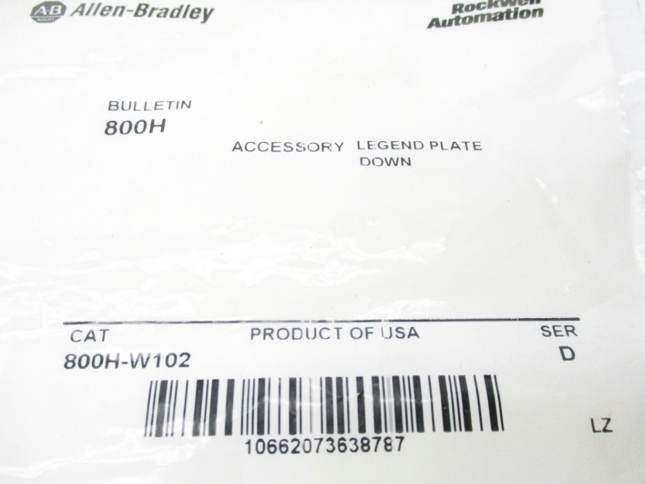 INDUSTRIAL SPARE PART 800H-W102 SER. D NSMP