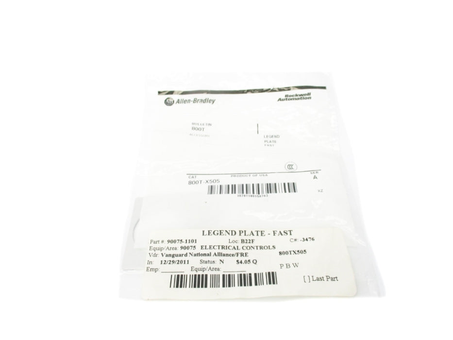 INDUSTRIAL SPARE PART 800T-X505 SER. A NSMP