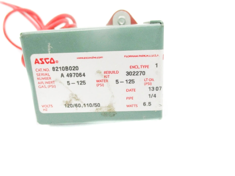 ASCO 8210B020 110/120V  5-125PSI 1/4" NSNP