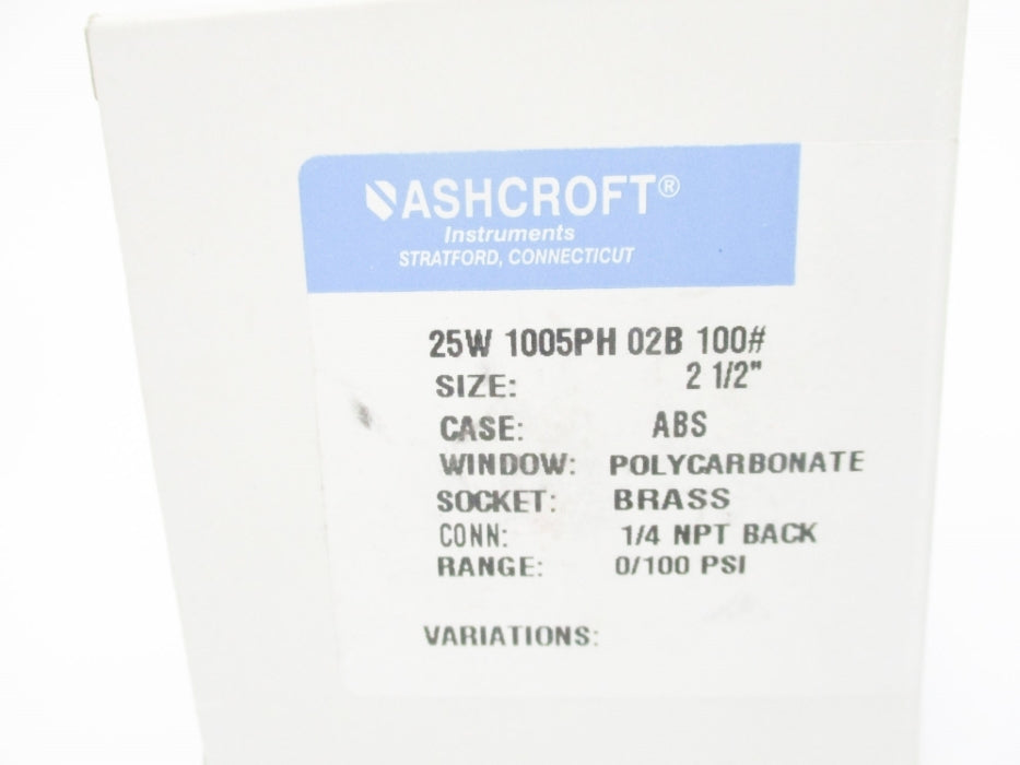 ASHCROFT 25W1005PH02B100# 0-100PSI NSMP