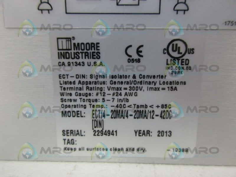 MOORE ECT/4-2MA/4-20MA/12-42DC SIGNAL ISOLATOR CONVERTER NSNP