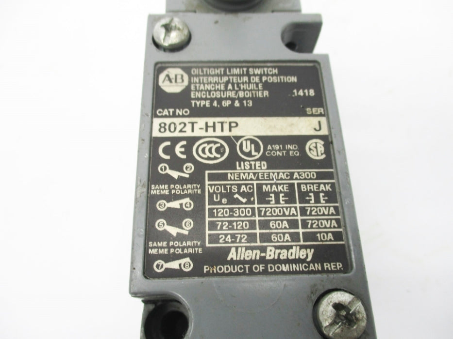 ALLEN BRADLEY 802T-HTP SER. J 120-300VAC 60A NSNP