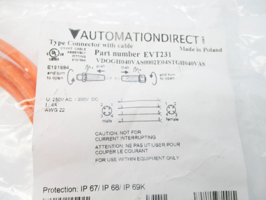 AUTOMATION DIRECT EVT231 VDOGH040VAS0002E04STGH040VAS 250VAC 4A NSMP