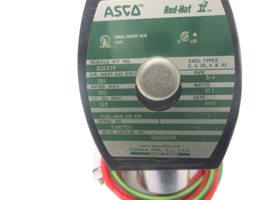 ASCO 8210G035 110/120V 125-150PSI 3/4"  NSNP