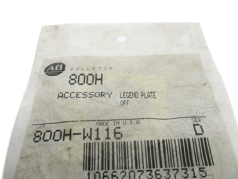 INDUSTRIAL SPARE PART 800H-W116 SER. D NSMP