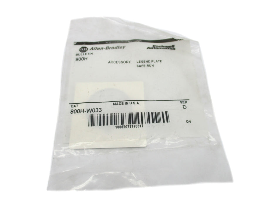 INDUSTRIAL SPARE PART 800H-W033 SER. D NSMP