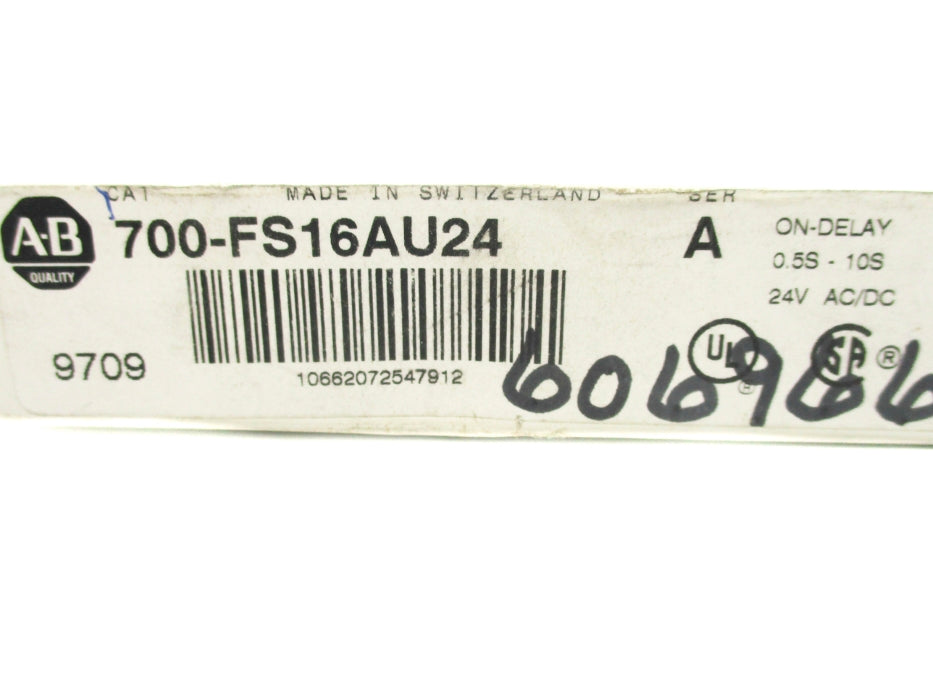 ALLEN BRADLEY 700-FS16AU24 SER. A 24VAC/DC 6A 0.5S-10S (WH) NSMP