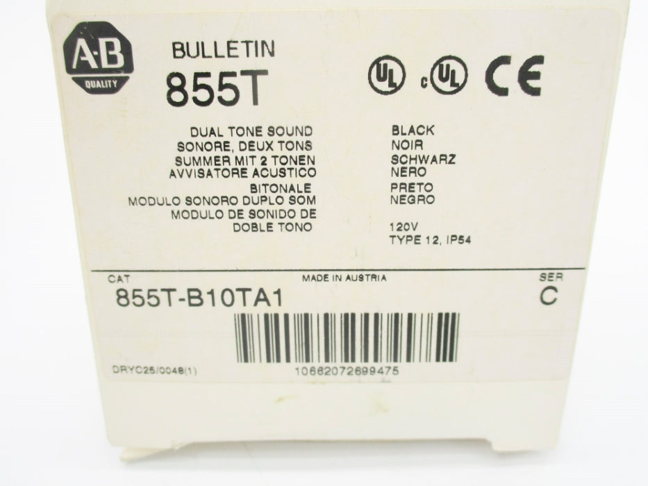 ALLEN BRADLEY 855T-B10TA1 SER. C 120VAC (WH) NSMP