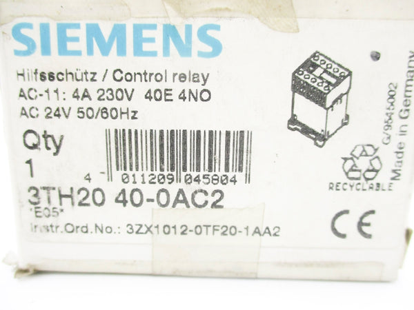 SIEMENS 3TH2040-0AC2 24VAC 4A NSMP