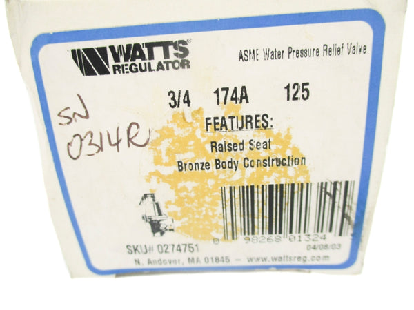 WATTS 3/4-174A-125 0274751 125PSI NSMP