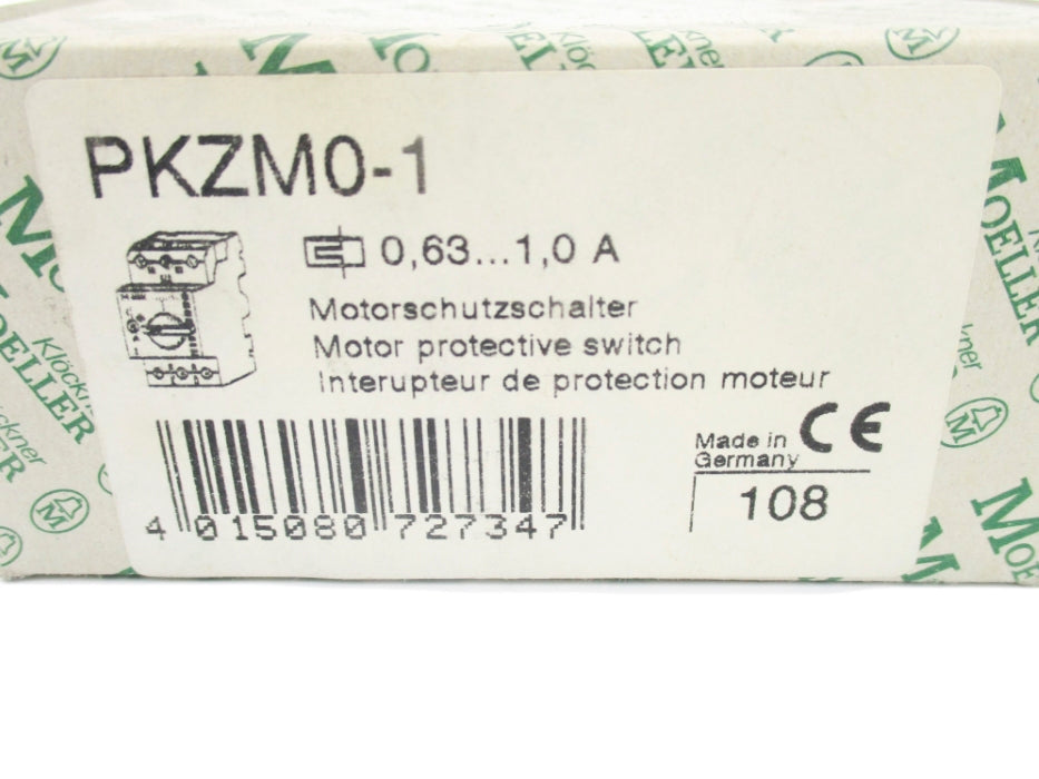 KLOCKNER MOELLER PKZM0-1 600VAC 0.63-1.0A NSMP
