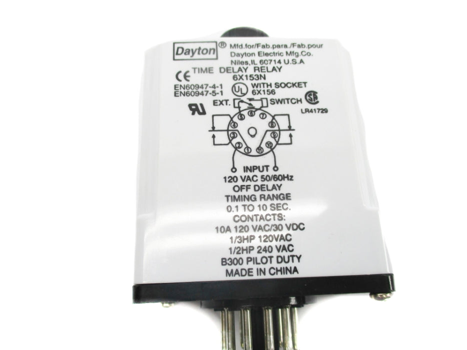 DAYTON 6X153N 120VAC 10A 0.1-10SEC NSMP