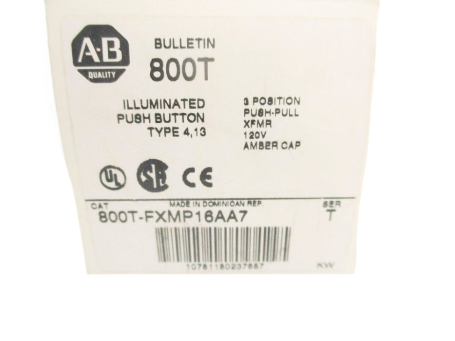 ALLEN BRADLEY 800T-FXMP16AA7 SER. T 120V (WH) NSMP