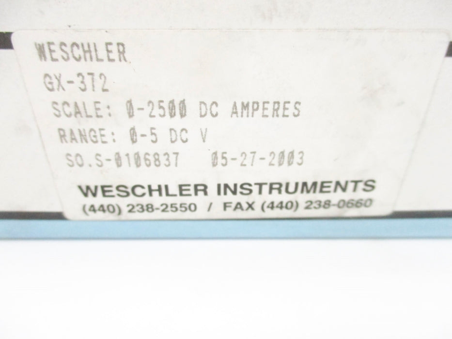 WESCHLER INSTURMENTS GX-372 0-2500DC NSMP