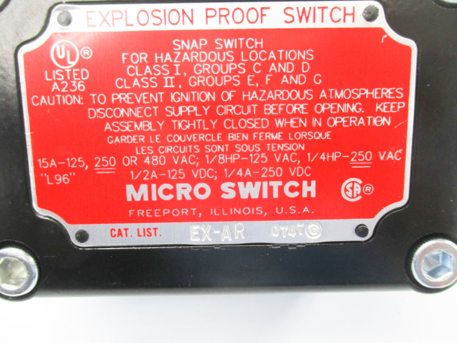 MICRO SWITCH EX-AR 480VAC 15A NSNP