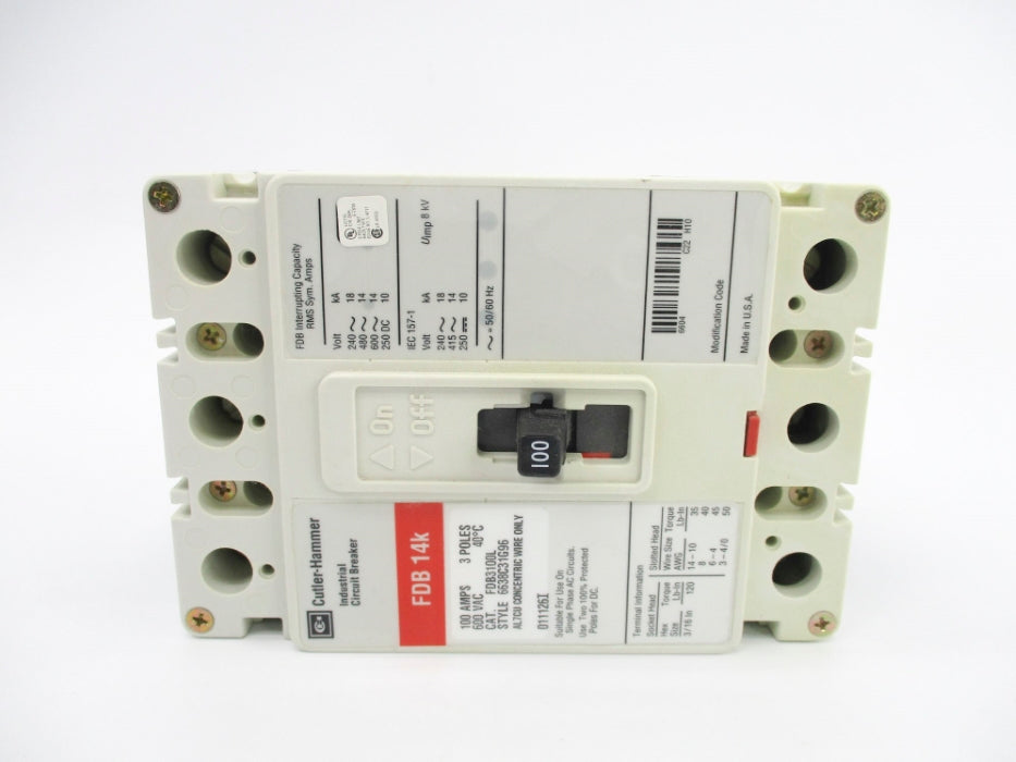 CUTLER HAMMER FDB3100L SER. C 6638C31G96 600VAC 100A NSMP
