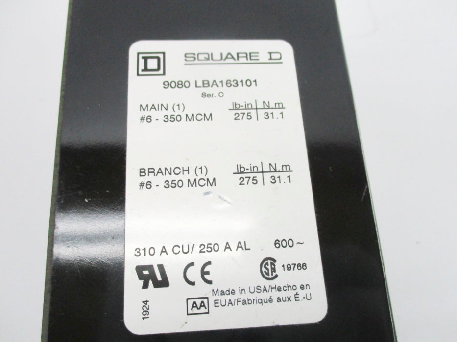 SQUARE D 9080LBA163101 SER. C 600V 310A NSNP