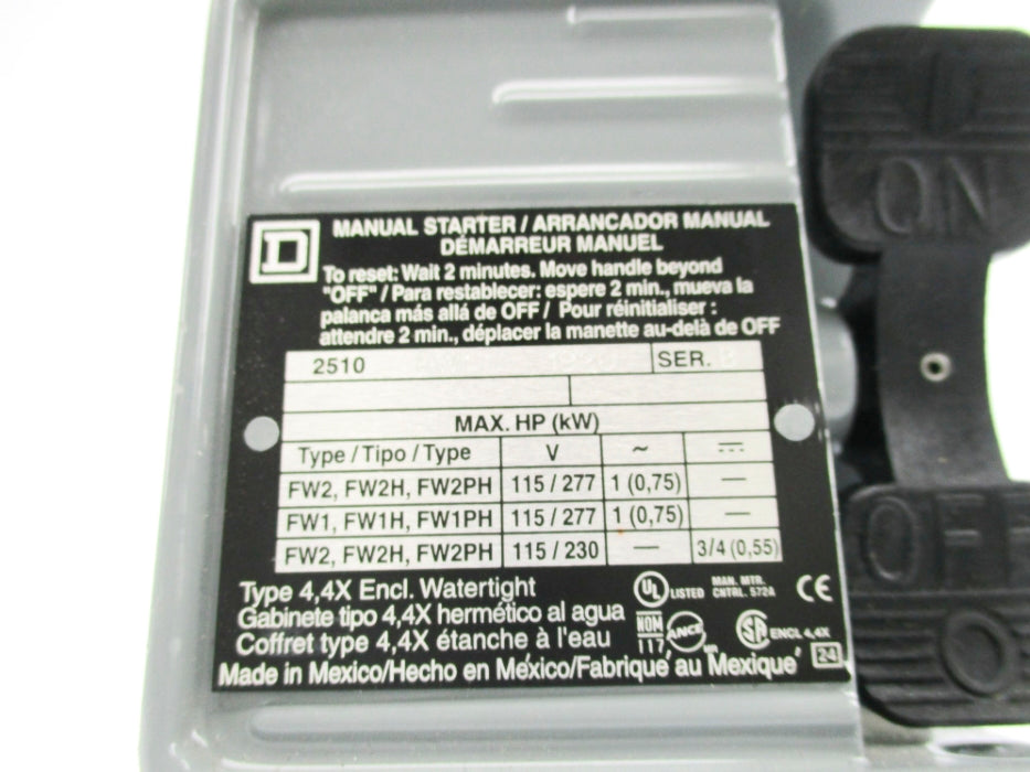 SQUARE D 2510FW1 SER. B 115/277V NSNP