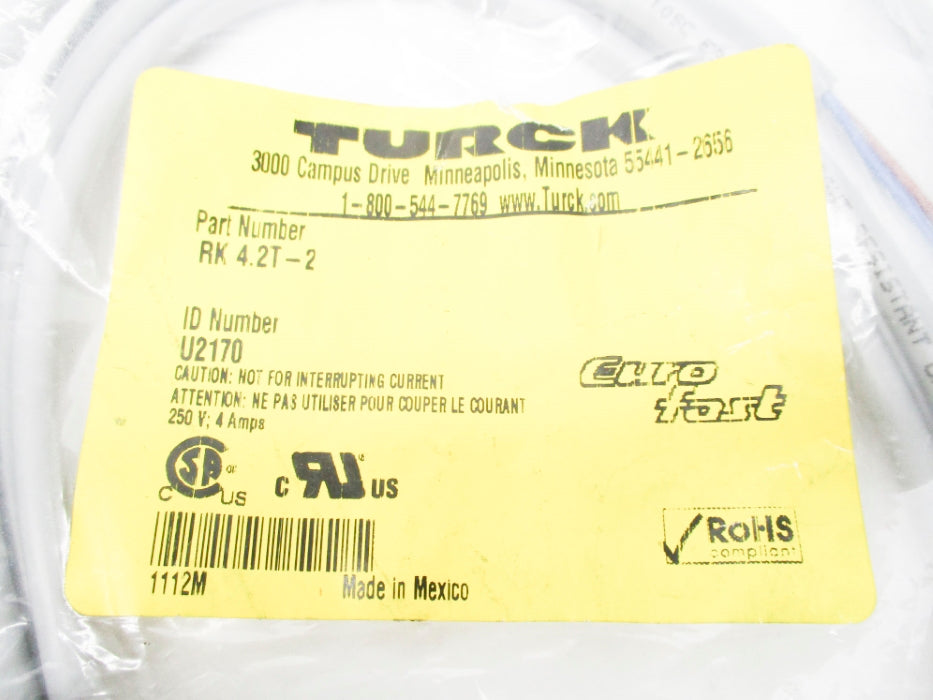 TURCK RK4.2T-2 U2170 250V 4A NSMP