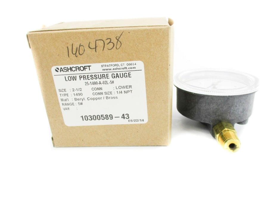 ASHCROFT 25-1490-A-02L-5# 0-5PSI 2-1/2" NSMP