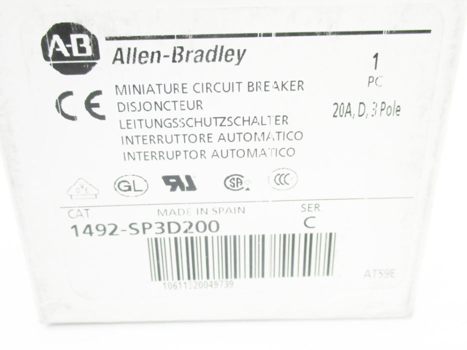 ALLEN BRADLEY 1492-SP3D200 SER. C 415VAC 20A NSMP
