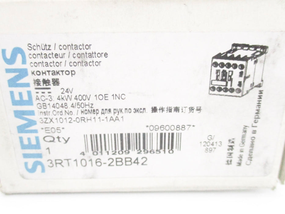 SIEMENS 3RT1016-2BB42 24V 22A NSMP