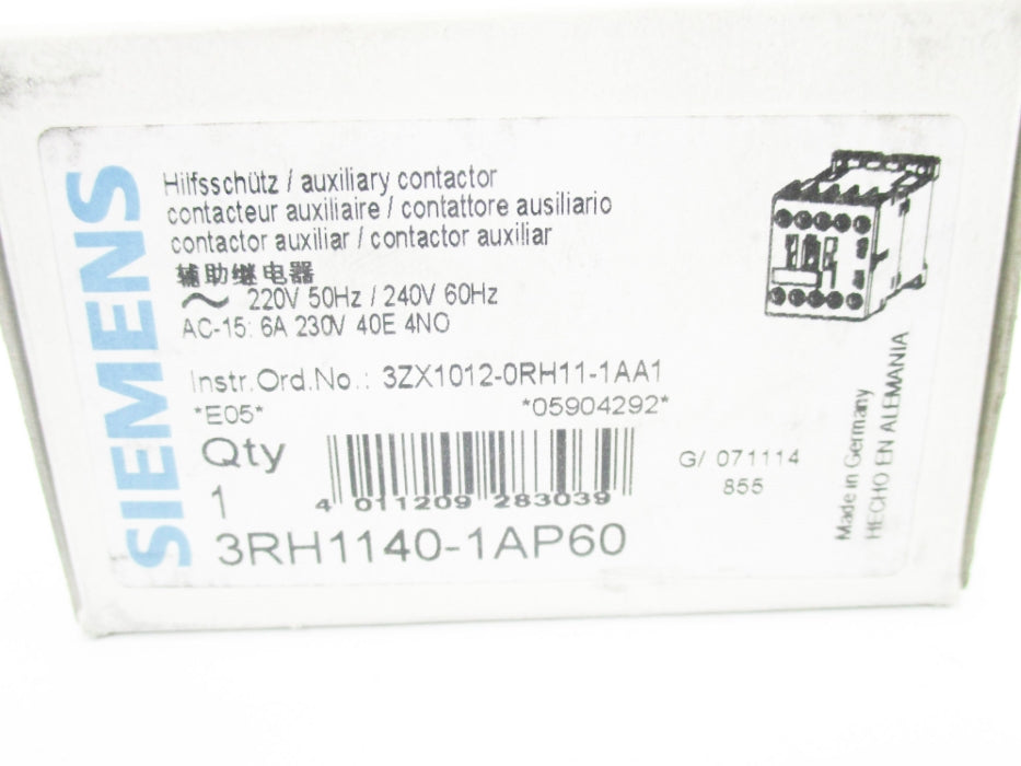 SIEMENS 3RH1140-1AP60 220/240V 10A NSMP