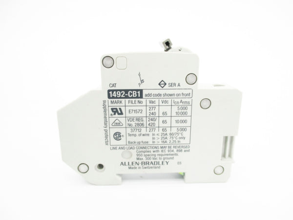 ALLEN BRADLEY 1492-CB1G100 SER. A 277V 10A NSMP